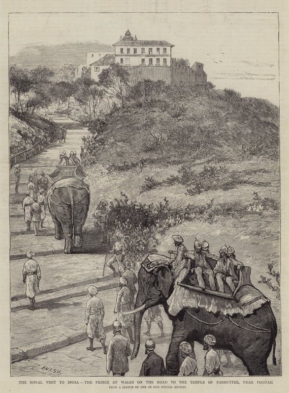 Visita Real à Índia, o Príncipe de Gales, na Estrada para o Templo de Parbuttee, perto de Poonah de Joseph Nash