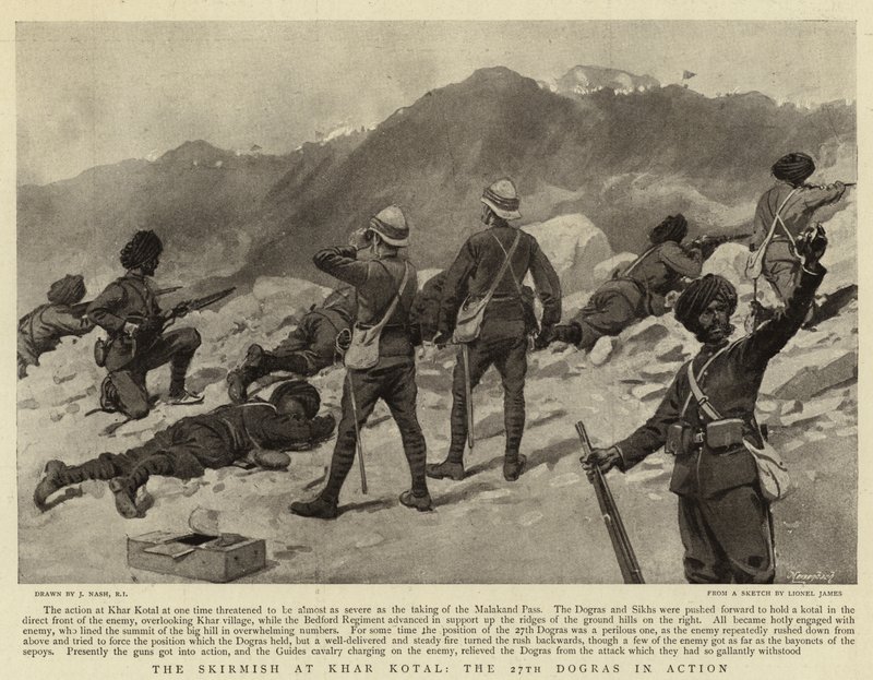 A escaramuça em Khar Kotal, o 27º Dogras em ação de Joseph Nash