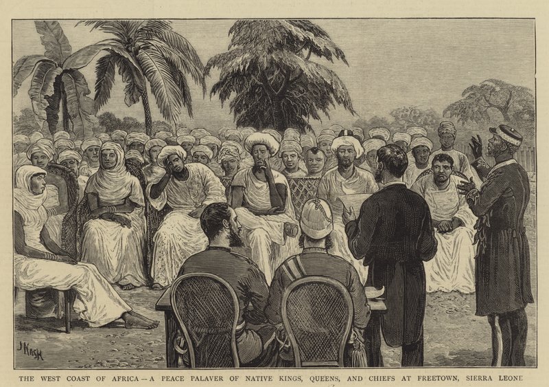 A costa oeste da África, um pacifista da paz de reis nativos, rainhas e chefes em Freetown, Serra Leoa de Joseph Nash
