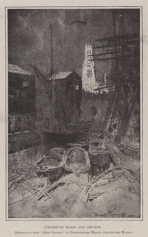Bacia de Limehouse e Igreja de Joseph Pennell