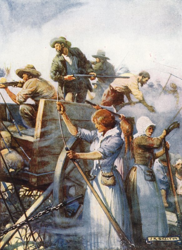 Ao lado deles ficavam as mulheres silenciosamente carregando armas de Joseph Ratcliffe Skelton
