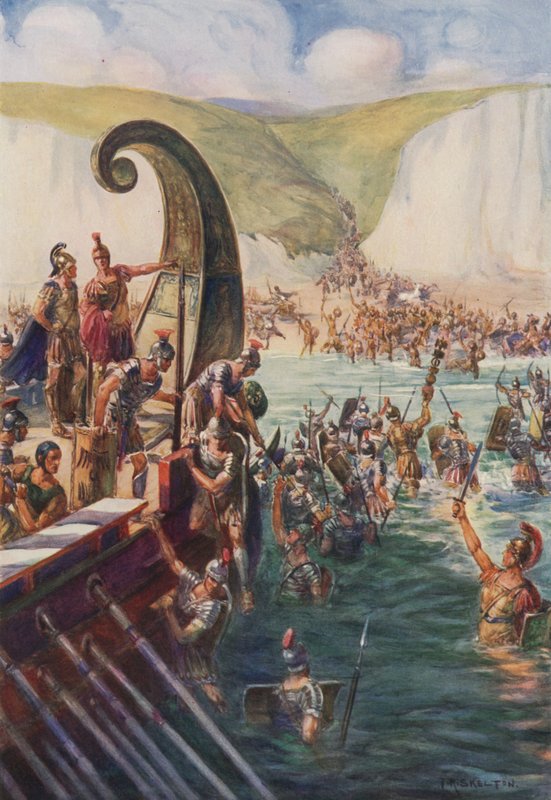 O desembarque dos romanos na Grã-Bretanha, 54 aC de Joseph Ratcliffe Skelton