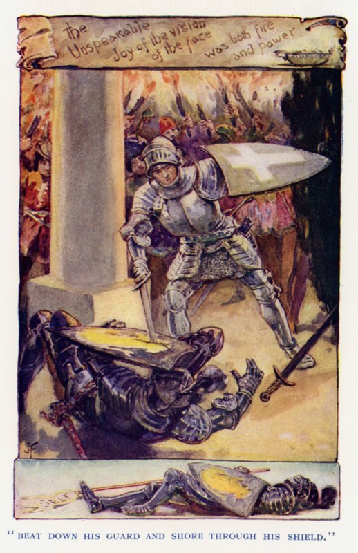 Ilustração para Sir Knight of the Splendid Way (cor litho) de Joseph (after) Finnemore