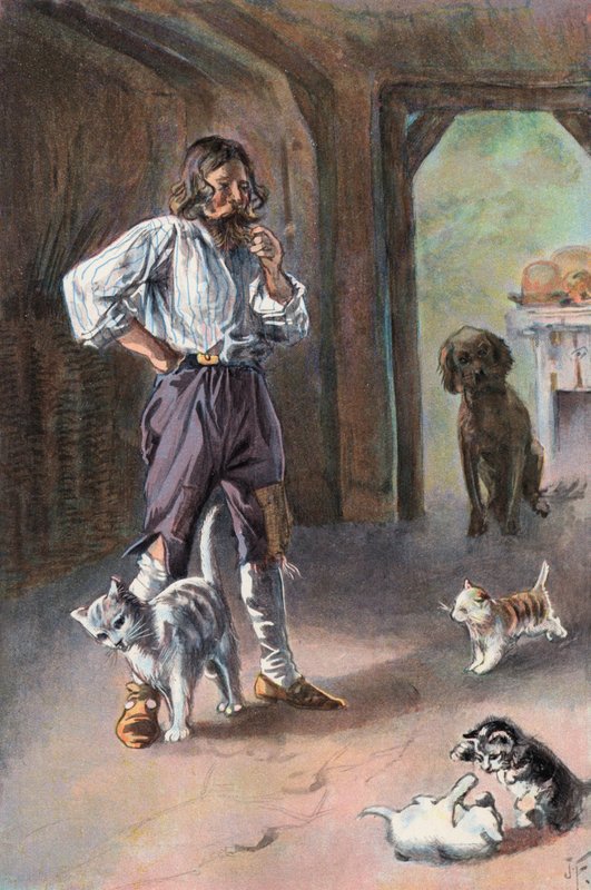 Robinson Crusoe: Meu gato trouxe para casa três gatinhos (lito colorido) de Joseph (after) Finnemore