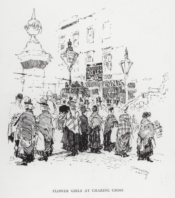 Flower Girls at Charing Cross (litho) de Joseph (after) Pennell