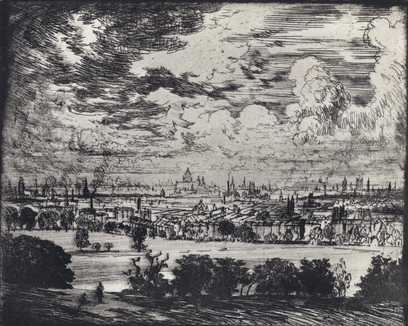 Londres, sobre Hampstead (litho) de Joseph (after) Pennell