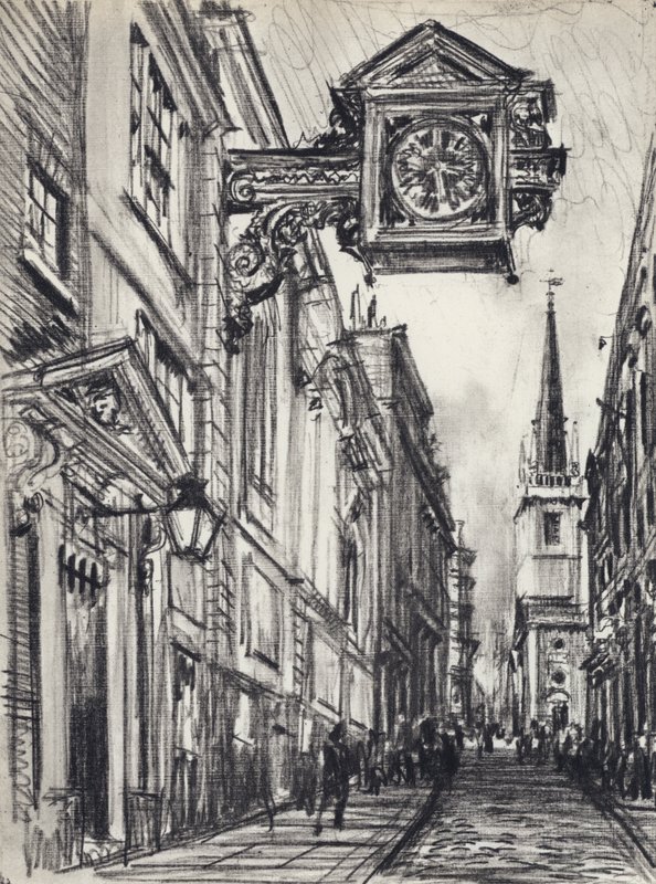 St Mary-at-Hill (litho) de Joseph (after) Pennell