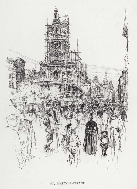 St Mary-le-Strand (litho) de Joseph (after) Pennell