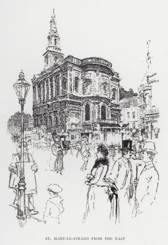 St Mary-le-Strand from the East (litho) de Joseph (after) Pennell