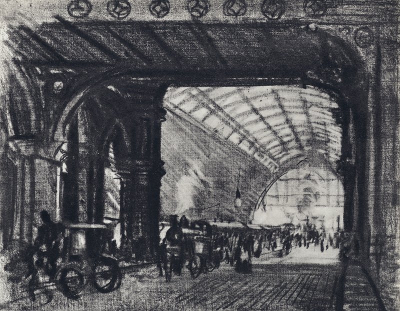 Estação de São Pancras (litho) de Joseph (after) Pennell