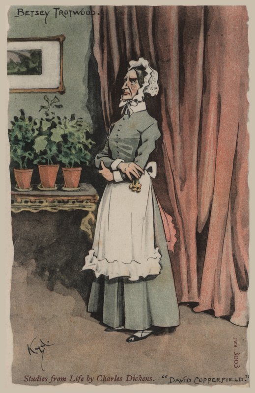 Betsey Trotwood, David Copperfield (cor litho) de Joseph Clayton  Clarke