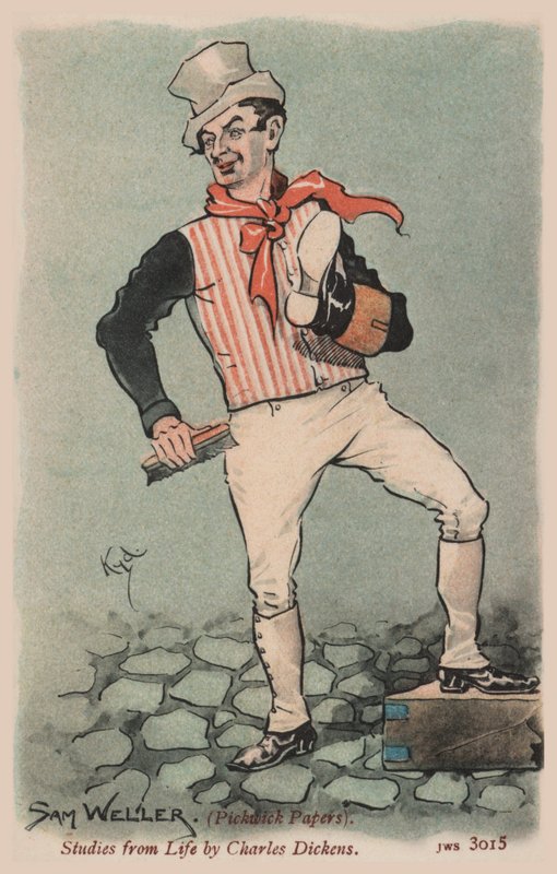 Sam Weller, Pickwick Papers (cor litho) de Joseph Clayton  Clarke