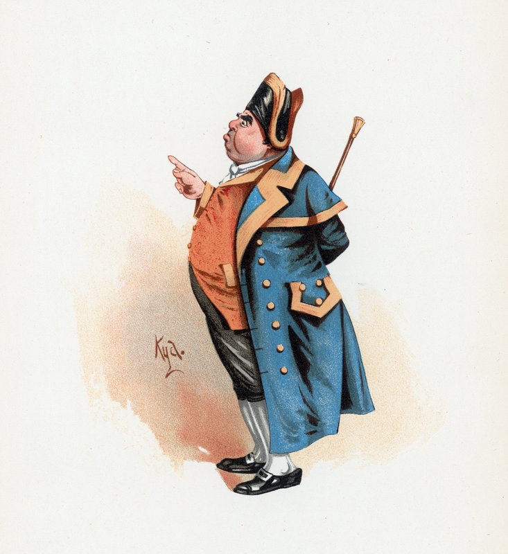 Sr. Bumble, ilustração de &39;Character Sketches de Charles Dickens&39;, c.1890 (cor lito) de Joseph Clayton Clarke