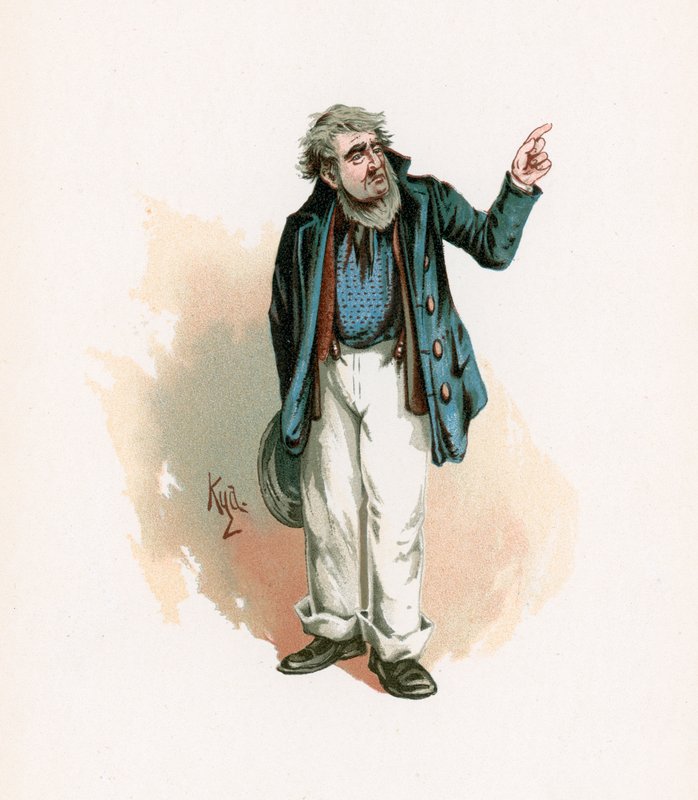 Sr. Peggotty, ilustração de &39;Character Sketches from Charles Dickens&39;, c.1890 de Joseph Clayton Clarke