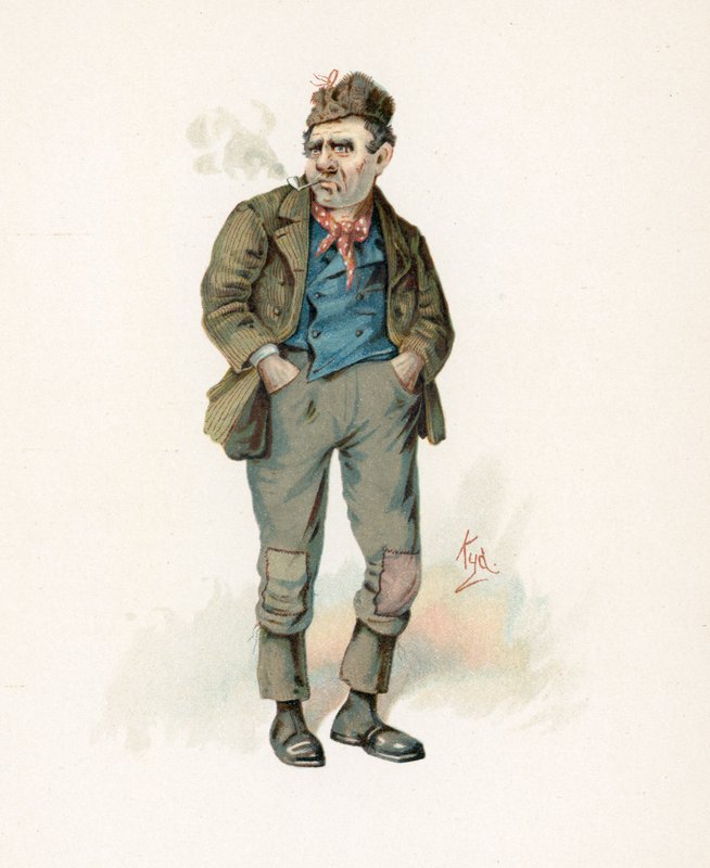 Roger &39;Rogue&39; Riderhood, ilustração de &39;Character Sketches de Charles Dickens&39;, c.1890 de Joseph Clayton Clarke