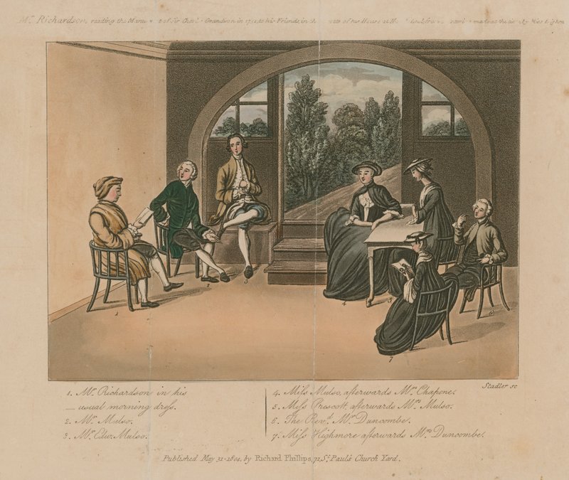 Sr. Richardson lendo o manuscrito de Charles Grandison em 1751 de Joseph Constantine Stadler