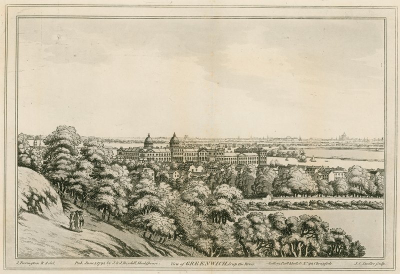 Uma visão de Greenwich, Londres e até o rio Tamisa de Joseph Farington