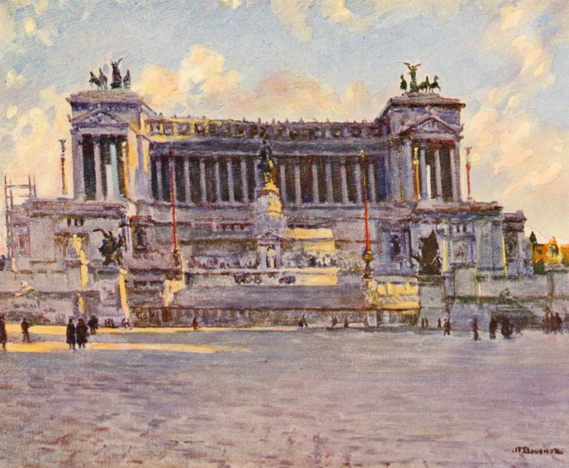 Roma: Monumento a Victor Emmanuel (litografia a cores) de Joseph Felix Bouchor