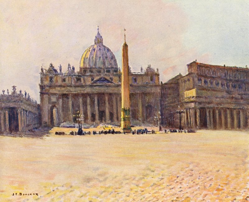 Roma: São Pedro (litografia a cores) de Joseph Felix Bouchor