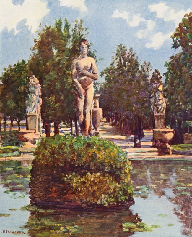 Roma: Villa Borghese, A Vénus da Grande Bacia (litografia a cores) de Joseph Felix Bouchor