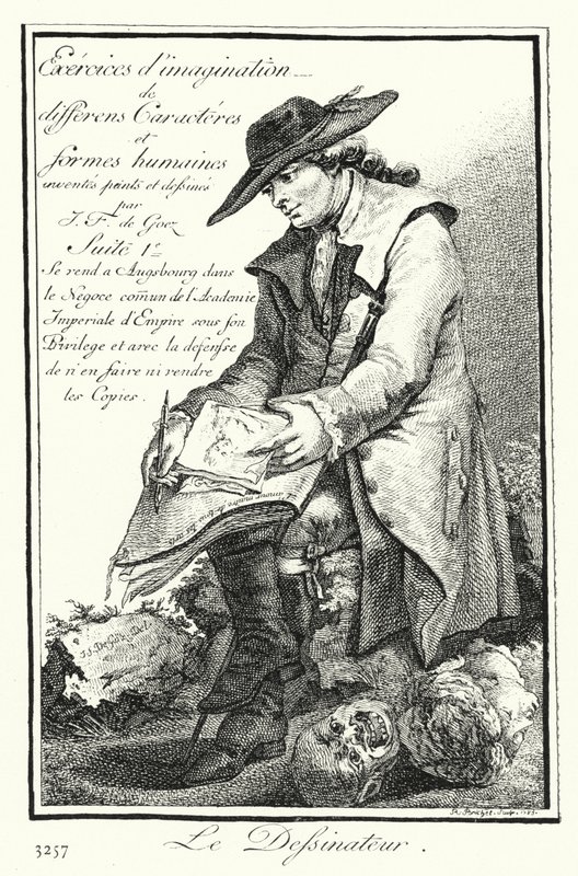 O Cartoonista (gravura) de Joseph Franz von (after) Goez