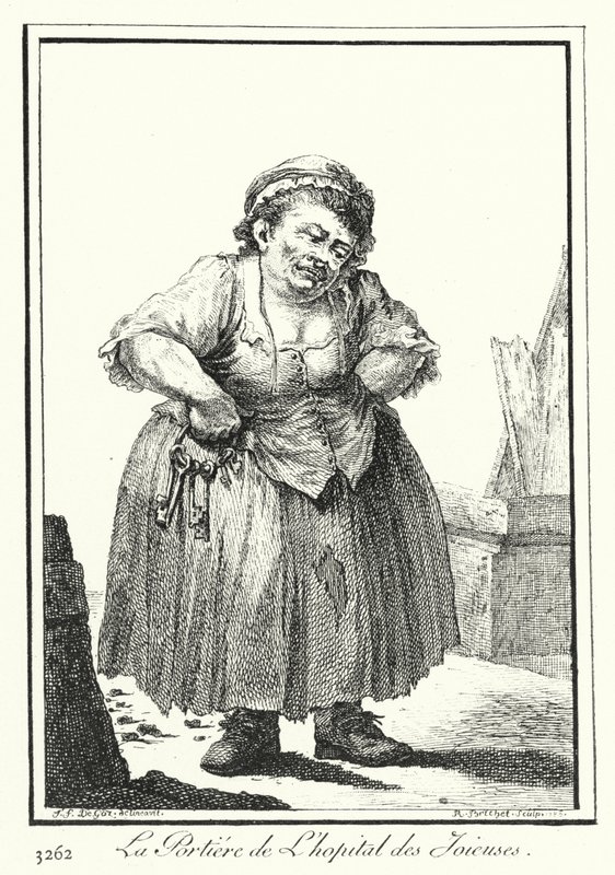O Guardião da Porta do Hopital des Joieuses (gravação) de Joseph Franz von (after) Goez