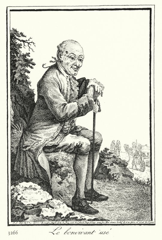 The Worn Out Bon Viveur (gravura) de Joseph Franz von (after) Goez