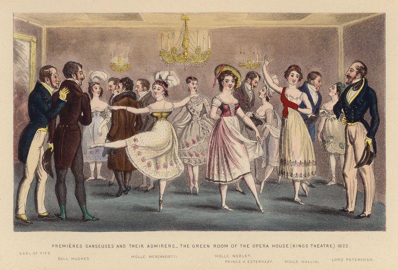 Premieres Danseuses e seus Admiradores (gravura a cores) de Joseph Grego