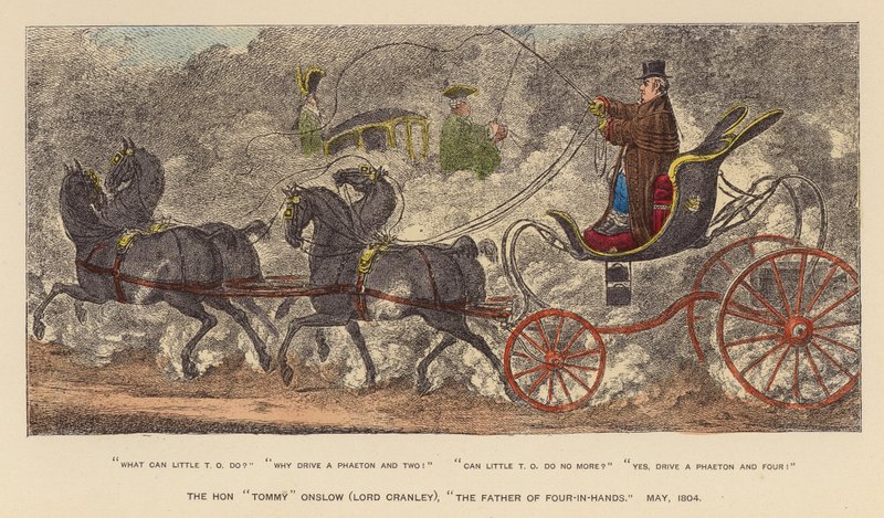 O Hon "Tommy" Onslow (Lord Cranley), "The Father of Four-in-Hands", maio de 1804 (gravura a cores) de Joseph Grego
