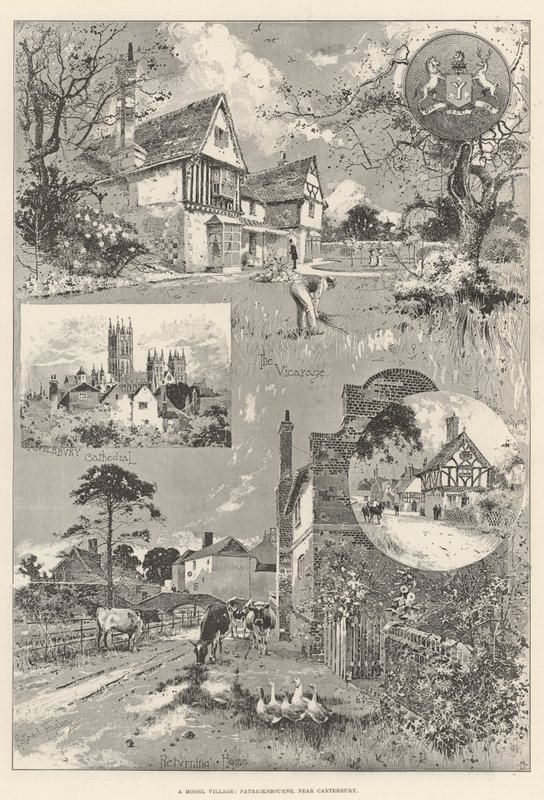 Um modelo Village, Patricksbourne, perto de Canterbury de Joseph Holland Tringham