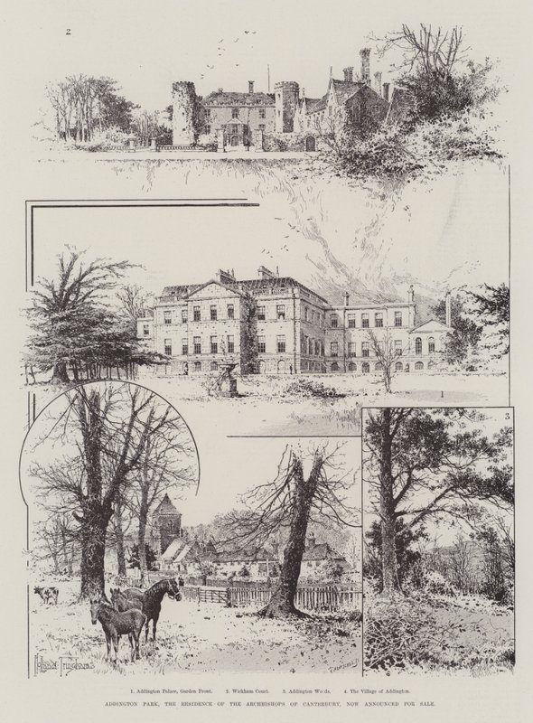 Addington Park, a residência dos arcebispos de Canterbury, agora anunciada para venda de Joseph Holland Tringham