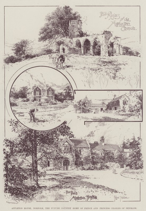 Appleton House, Norfolk, a futura casa de campo do príncipe e da princesa Charles da Dinamarca de Joseph Holland Tringham