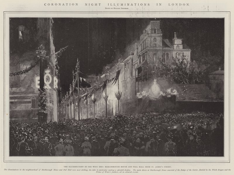 Iluminações de noite de coroação em Londres de Joseph Holland Tringham
