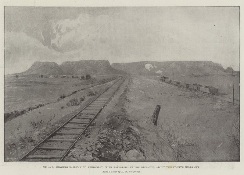 De Aar, mostrando Railway para Kimberley, com Tafelberg à distância, a cerca de 35 milhas de distância de Joseph Holland Tringham