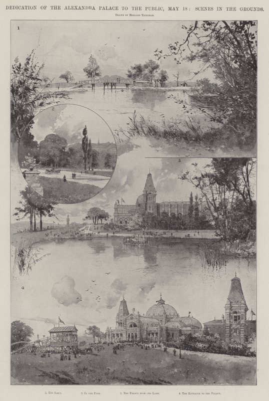 Dedicação do Alexandra Palace ao público, 18 de maio, Scenes in the Grounds de Joseph Holland Tringham