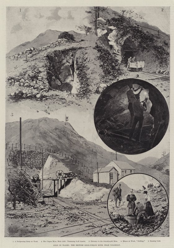 Ouro no País de Gales, a Mina Britânica dos Campos de Ouro, perto de Dolgelly de Joseph Holland Tringham