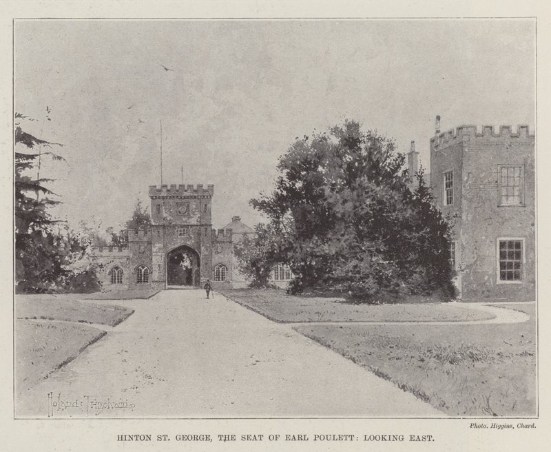 Hinton St George, o assento de Earl Poulett, olhando para o leste de Joseph Holland Tringham