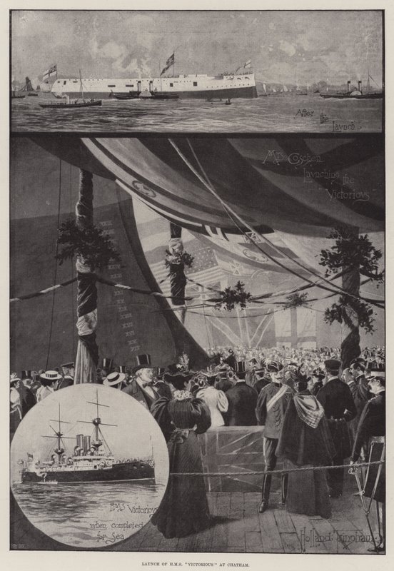 Lançamento do HMS Victorious at Chatham de Joseph Holland Tringham