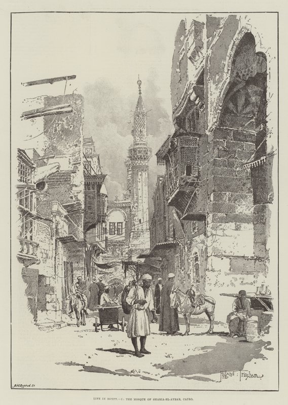 A vida no Egito, a mesquita da Sharia-el-Aybar, Cairo de Joseph Holland Tringham