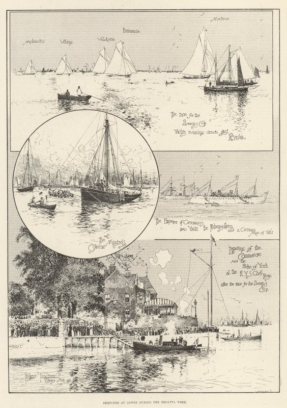 Esboços em Cowes durante a semana da regata de Joseph Holland Tringham