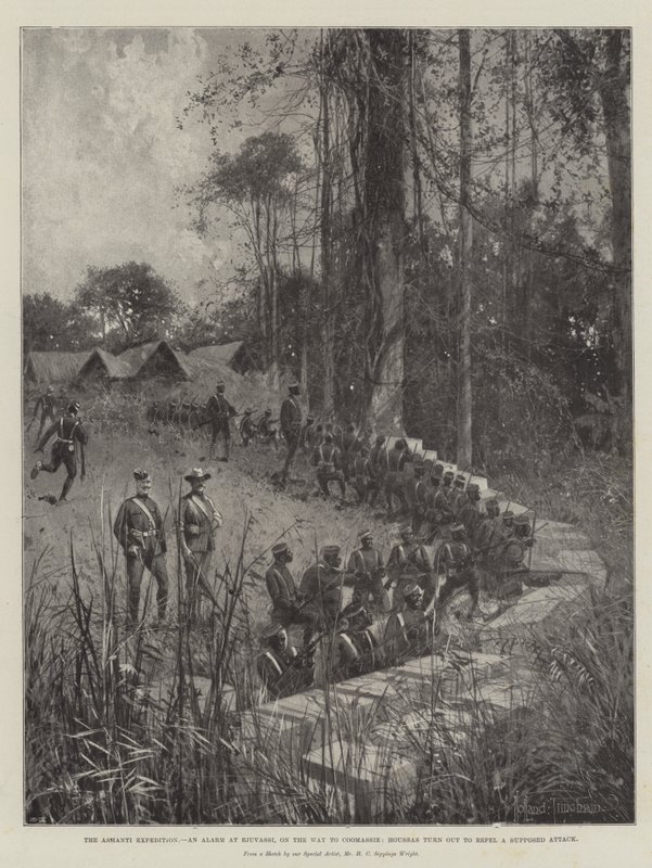 A Expedição Ashanti, um Alarme em Ejuvassi, a Caminho de Coomassie, Houssas acaba por repelir um Suposto Ataque de Joseph Holland Tringham