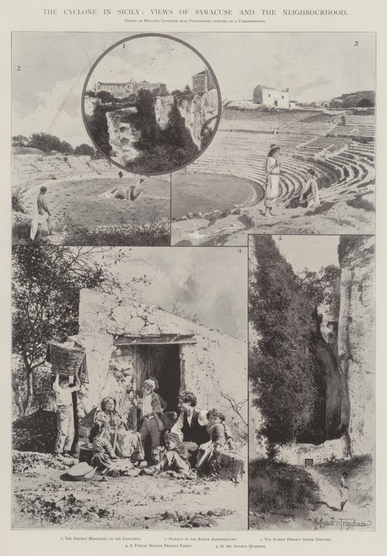 O ciclone na Sicília, vistas de Siracusa e do bairro de Joseph Holland Tringham
