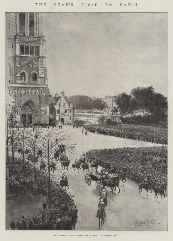 A visita do czar a Paris, o Partido Imperial deixando a Catedral de Notre Dame de Joseph Holland Tringham