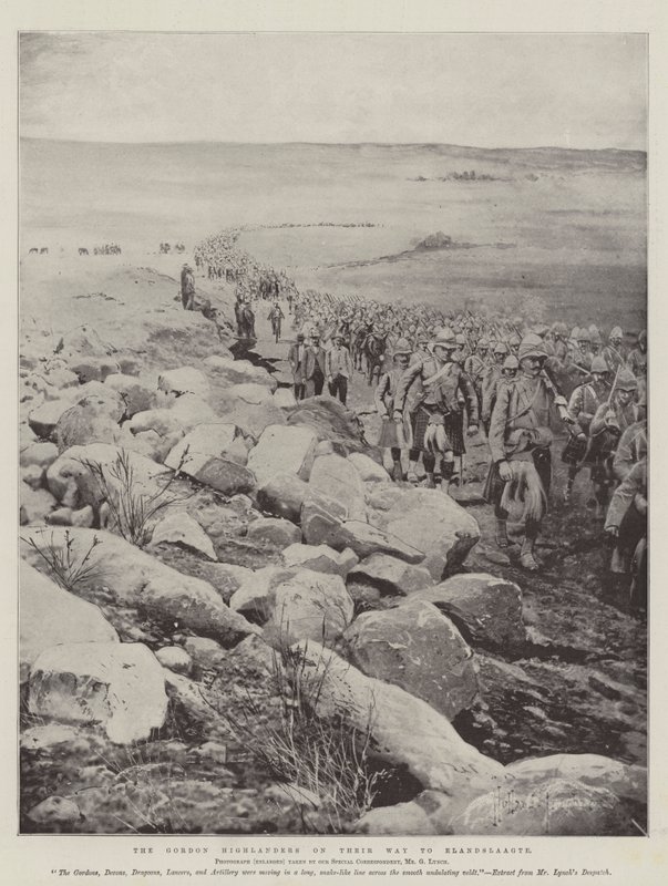 Os Highlanders Gordon a caminho de Elandslaagte de Joseph Holland Tringham