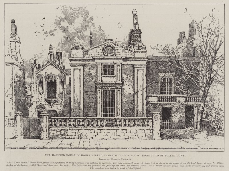 A casa assombrada na rua de Homer, Lambeth, casa de Tudor, para ser puxada para baixo de Joseph Holland Tringham