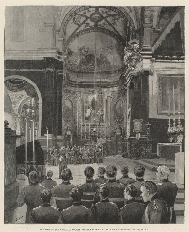 A perda do Victoria, solene serviço de réquiem na Catedral de São João, Malta, 4 de julho de Joseph Holland Tringham