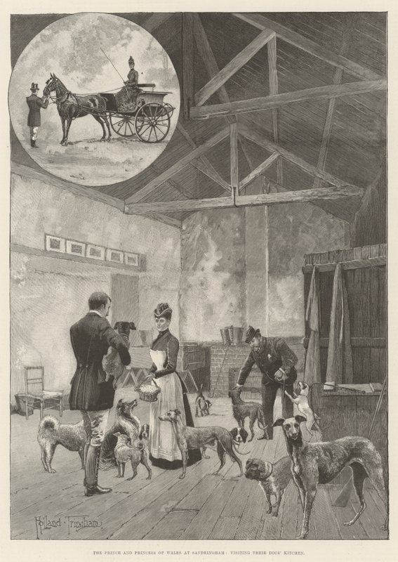 O Príncipe e Princesa de Gales em Sandringham, visitando a Cozinha dos Cães de Joseph Holland Tringham