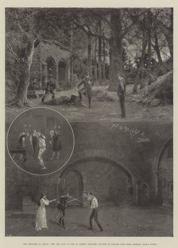 O Prisioneiro de Zenda, o Novo Jogo no St James&39;s Theatre, adaptado por Edward Rose do romance de Anthony Hope de Joseph Holland Tringham
