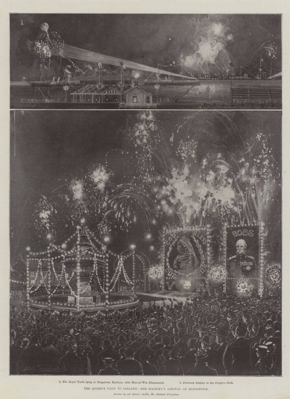A visita da rainha à Irlanda, a chegada de Sua Majestade em Kingstown de Joseph Holland Tringham