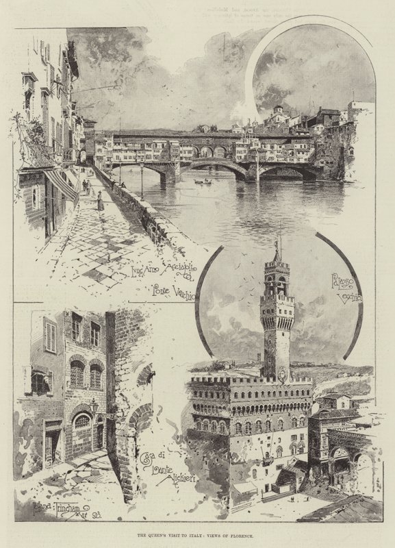 A visita da rainha à Itália, vistas de Florença de Joseph Holland Tringham